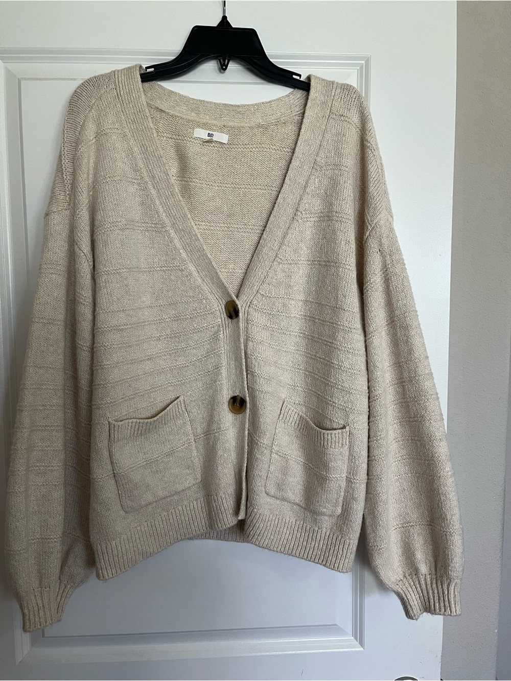 bp Cream V-Neck Button Pocket Cardigan